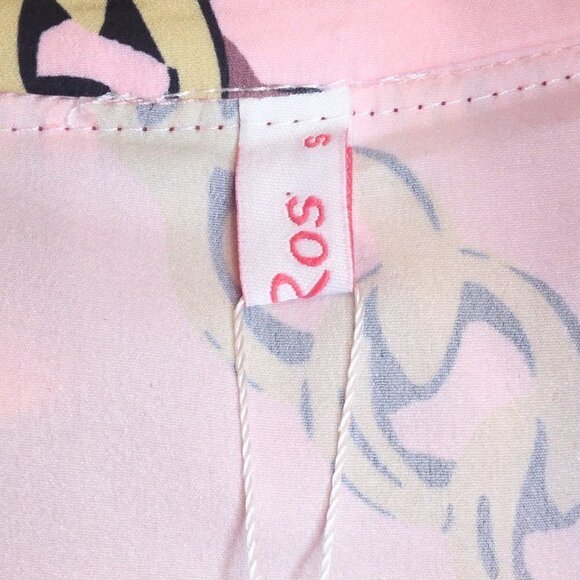 LA'ROS COLLECTIONS RUFFLED PINK & BURGUNDY RUCHED SLEEVE BLOUSE - SIZE S - Picture 4 of 8